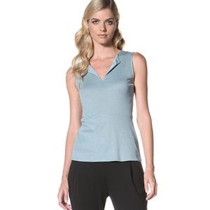 NWOT Maggie Ward Women's Soft Rib Peplum Sleeveless Tee in Marine - Sz. XS